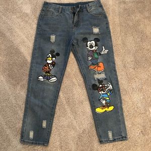 Brand new Mickey Mouse boyfriend jeans.